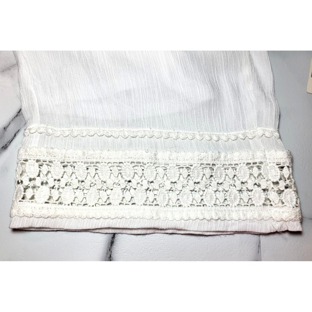 NWT New Directions White Rayon Gauzy Lined Wide Leg Pant Crochet Hem Sz 1X Boho - Picture 3 of 8